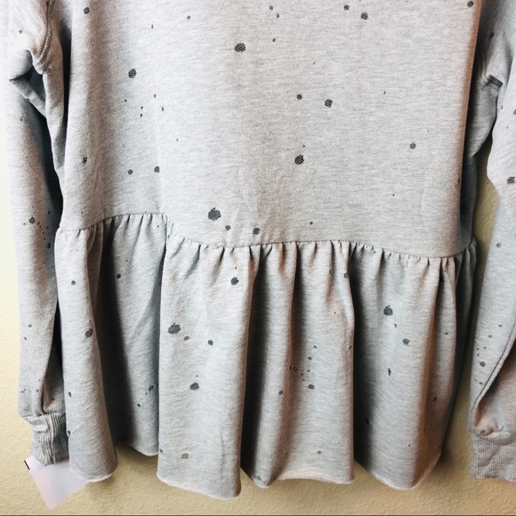 Torrid || Distressed Grayish Peplum Top Blouse - Picture 7 of 7